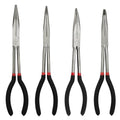 4-Piece 11" Extra Long Nose Pliers Set with Insulated Comfort Grip Handles - size: 4 Pieces - 11" - Straight/25°/45°/90°