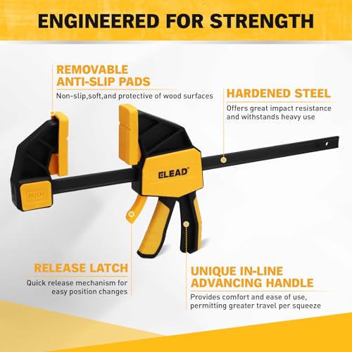 3-Pack 12-Inch Bar Clamp for Woodworking with Leveling Block Clamp, 350LBS Load Limit, Heavy Duty Quick-Release Wood Clamps/Spreader, One-Handed F Clamp for Wood Working - style: 3-Piece long 350lbs