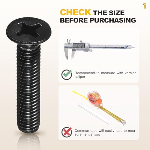 METALLIXITY M4-0.7x12mm Phillips Flat Head Bolts 304 Black 50Pcs - color: Black, size: M4-0.7x12mm