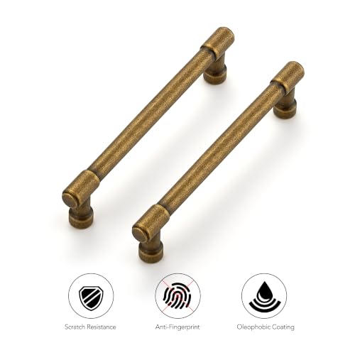 Ravinte Antique Brass Kitchen Pulls Cabinet Handles 5 Inch 10 Pack - color: Antique Brass, size: 5 Inches Hole Center