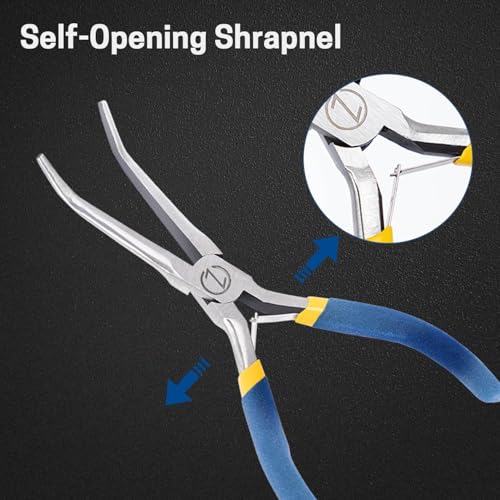 VISEMAN 6" Mini Needle Nose Pliers with Comfort Handles, Long Nose Pliers - style: 45-Degree Bent
