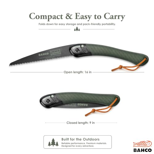 Bahco BAH396LAP Laplander Folding Saw, 7-1/2" Blade, Ergo Grip, Green