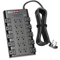 SUPERDANNY Flat Plug Power Strip Surge Protector, 10Ft, 22 AC 6 USB, 2100J - color: Black, size: Flat Plug - 10 ft