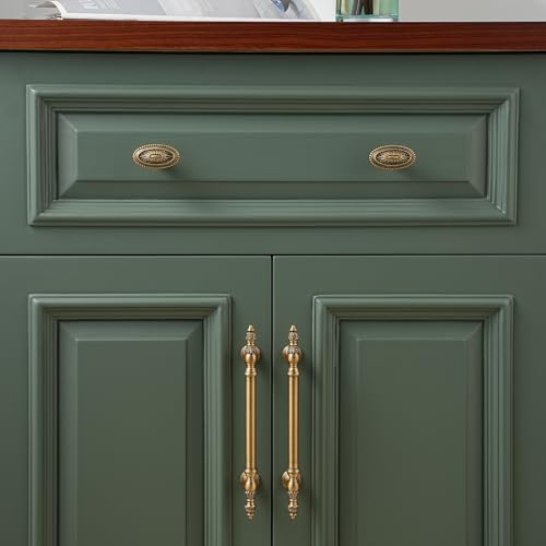 5 Pack | Cabinet Knobs | Solid Brass | 1-3/4 Inch Diameter | Brushed Antique Brass |Classic Cabinet Knobs for Furniture Kitchen ＆ Bathroon Fixture - size: 1-3/4 Inch Knob