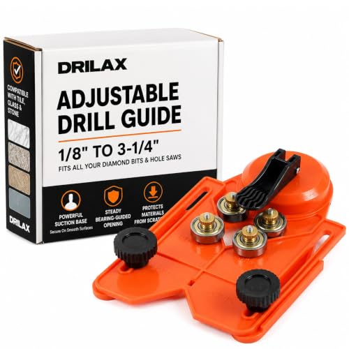 Drilax Adjustable Diamond Drill Guide with Suction Base 1/8 to 3-1/4 Inch