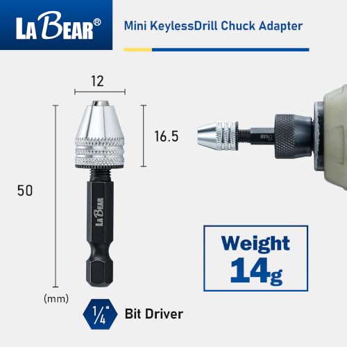 LABEAR Keyless Mini Drill Chuck Adapter, 1/4" Hex Shank, 0.3-3.2mm - size: 0.3-3.2mm