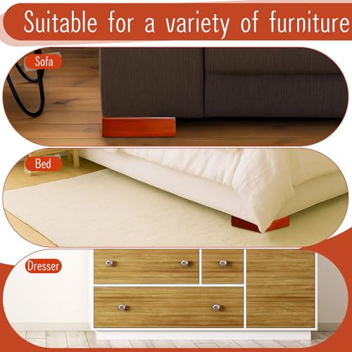Geelin 4 Pack Wooden Furniture Risers 1 Inch High L‑Shaped Bed Risers with Metal Screws and Anti-Slip Pads Furniture Legs Couch Legs Replacement Sofa Feet for Coffee Table Bed Dresser (Brown) - color: Brown, size: 1 Inch