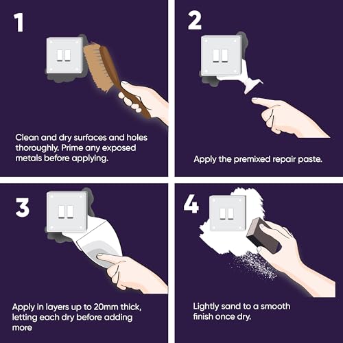 Drywall Repair Kit, Spackle Wall Repair (Gray - 10.6 Oz / 300gr), Special Formula for Deeper Repairs (5Pcs Set) (Deep Fill) (Gray)