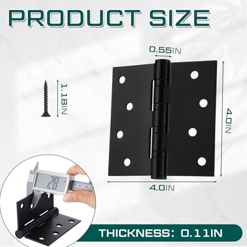 24 Pack Black 4'' Ball Bearing Door Hinges, 4 x 4 Inch Exterior Door Hinge - color: Black