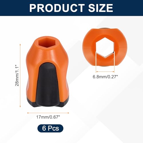 HARFINGTON 6pcs Screwdriver Head Magnetic Ring 9/32" Screwdriver Bit Holder Ring Universal Bit Holder for Hex Shank Drills Power Tools DIY Repair, Orange Black - color: Orange Black