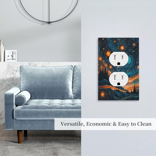 Art Starry Night Duplex Outlet Cover Plate - color: Abstract Sky with Star Forest, size: 1 Gang Duplex/5x3 IN