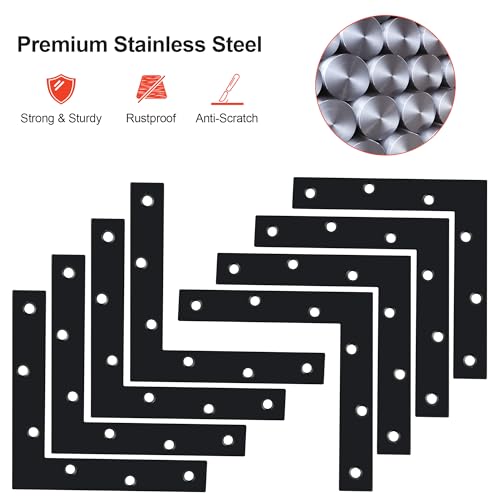 SAYAYO Flat L Bracket, 120x120mm / 5" x 5" Stainless Steel L Mending Plate - color: Black, size: 120x120mm-10pcs, style: L Shape