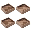 2.5X2.5 Square Rubber Caster Cups, Non Slip Furniture Pads - 4 Pack - size: 2.5" x 2.5"-Brown