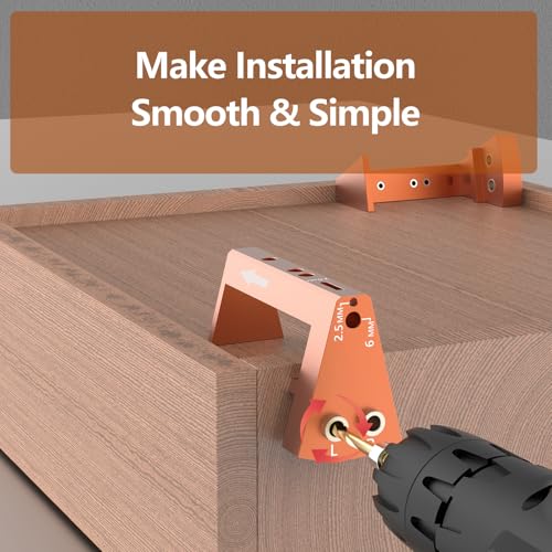 Undermount Drawer Drilling Guide - Durable Aluminum Drill Angle Guide w/Steel Inserts - Drill Guide Jig for Blum Tandem & Drawer Slide – Ideal Woodworking Tools Includes Drill Bits, Collars & More