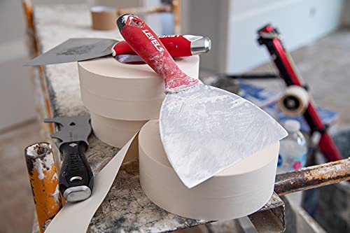 8" Soft-Grip Stainless Steel Drywall Joint Knife - LEVEL5 | Pro-Grade | Comfortable Finishing Hand Tool | Metal Hammer End | Sheetrock Gyprock Plasterboard Mud | 5-144 - size: 8"