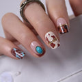 CurvLife Short Square Glitter Press On Nails, Velvet Stardust Burgundy - color: Desert Jewel