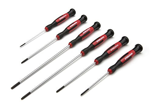 STEELMAN Precision Steel Shaft 6-Piece Long Electronics Screwdriver Set, Variety of Slotted/Phillips Sizes, Swivel-Head, Magnetic Tips - size: 6 Piece - Long
