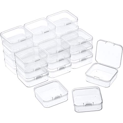 24 Packs Small Clear Plastic Beads Storage Containers Box with Hinged Lid for Storage of Small Items, Crafts, Jewelry, Hardware(2.12 x 2.12 x 0.79 Inches) - size: 2.12 x 2.12 x 0.79 Inches