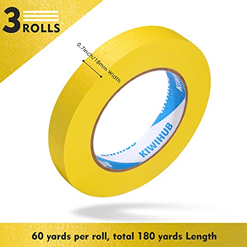 Yellow Painters Tape, 0.7In x 60Yds x 3 Rolls(180 Yds Total) - color: Yellow, size: 0.7", 60 yards