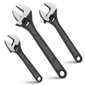3 Pcs Adjustable Wrench Set, 6" 8" 10" Wide Jaw, Black Oxide CR-V Steel