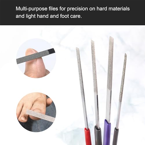 MIRACLE 12-Piece Tapered Diamond File Set – Grit 120/200 / 400 – Precision Hand Files with Color-Coded Handles for Metal, Wood, Glass, Plastic, Jewelry, and Nail Enhancements 6.69” Length