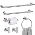 Brushed Nickel Bathroom Hardware Set, 6 Pieces Towel Bar Bathroom Accessories Set Toilet Paper Holder Towel Holder Towel Ring and Towel Hooks Wall Mounted, SUS304 Stainless Steel Towel Rack Set - color: Brushed Nickel, size: 6 Pieces