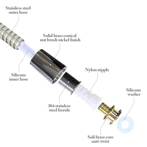 59 Inch Shower Hose Replacement, Stainless Steel, Brushed Nickel - color: 59''-Brushed Nickel