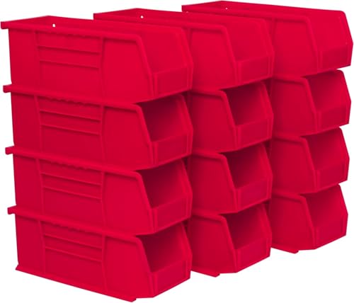 Akro-Mils 30224 AkroBins Plastic Storage Bins, 11"x 4"x 4", Red, 12-Pack - color: Red