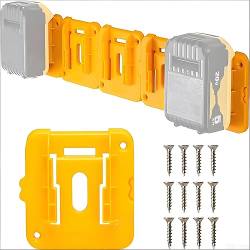 5 Piece Tool Holder 5pc Battery Holder for Dewalt 20V 60V, Wall Mount Cordless Drill Organizer Storage Shelf with Screws