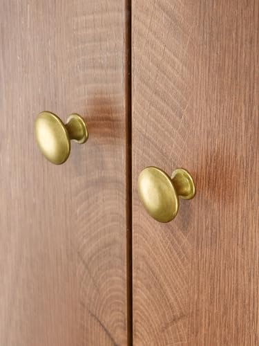Antique Brass Drawer Knobs, 12 Pack Round Metal Wardrobe Handles Kitchen Cabinet Pulls with Screws for Chest of Drawers Furniture Cupboard Dresser Door, 30x21mm - color: Brass