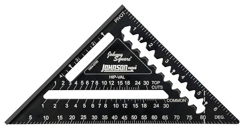 Johnson Level & Tool 1904-0700 Johnny Square Professional Easy-Read Aluminum Rafter Square, 7", Black, 1 Square - size: 7-inch, style: Standard