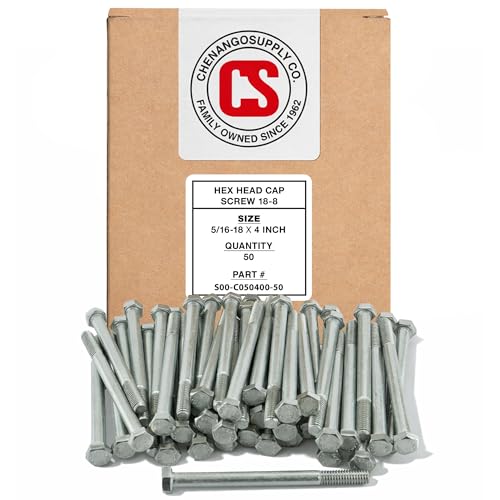 Chenango Supply 5/16-18 x 4" Stainless Hex Head Bolts - size: 5/16-18x4"(50pcs)