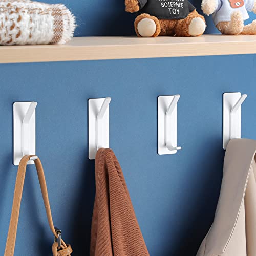 YIGII Towel Hooks/Adhesive Hooks - Heavy Duty Wall Hooks Stainless Steel Robe/Coat Towel Hooks for Bathroom and Bedroom, White 4-Packs - color: White