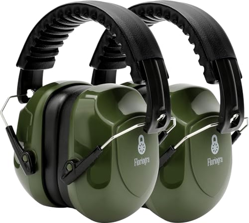 2 Pack 34dB Noise Canceling Headphones For Shooting, Hearing Protection Earmuffs, Ear Protection Headphones, Thickened Headband Ear Muffs For Noise Reduction For Shooting, Construction,Mowing - color: Green+green