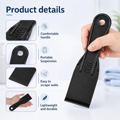 40 Pcs Plastic Putty Knife Bulk, 2 Inch Flexible Paint Scraper Tool Black Flexible Putty Knife Scraper for Repairing Walls, Caulking, Plastering, Removing Wallpaper, Repairing Drywall (7.1"x2")