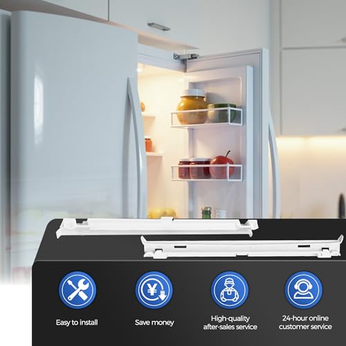 Romalon 2-Pack 2223320 Track Refrigerator Crisper Drawer Slide Rail Fit for Whirlpool Kenm0re Refrigerator Pan Slide Replace Number 1016208, AH869557, EA869557, PS869557 - a Set of Rails