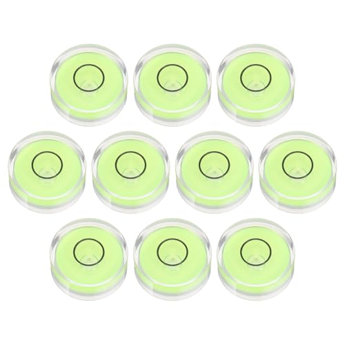 PATIKIL 10pcs Round Bubble Level 25x10mm Mini Circular Bullseye Spirit Levels Measuring Layout Tools for Leveling Camera Tripod Telescope Workshop Turntable Pictures Frame, Green