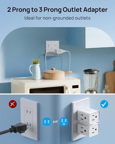 TROND Small 2 Prong to 3 Prong Outlet Adapter for Old House, 2 Pack, White - color: White, size: 2 Prong, 2 Pack