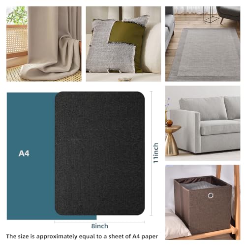 WILDREEDS 2 Pcs 8 x11 Inch Linen Repair Patches, Self-Adhesive Fabric Patch for Sofas, Couch, Furniture,Tote Bags, Car Seats (Black) - color: Black