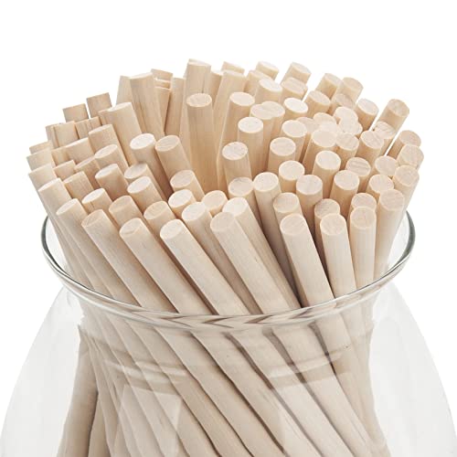 Wood Dowels Wooden Dowel Rods, 100PCS 1/4 x 6 Round Wooden Sticks for Arts and Crafts, Small Unfinished Hardwood Sticks for DIYers Crafting, Cake Support, Lollipop, Photo Booth Props, Home Decor - size: 1/4"×6"-100PCS