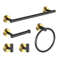 5 Pieces Bathroom Hardware Set Black Gold, Towel Rack Including 2pcs 16 inch Tower Bar, Towel Ring and 2 PCS Towel Hooks - color: Black Gold-5pcs-16inch