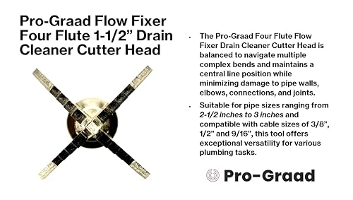 Flow Fixer Drain Cleaner Cutter Head 2", Spear, Slot, for 2-1/2" - 3" Pipes - style: 2" Four Flute (for 2-1/2" - 3" pipes)