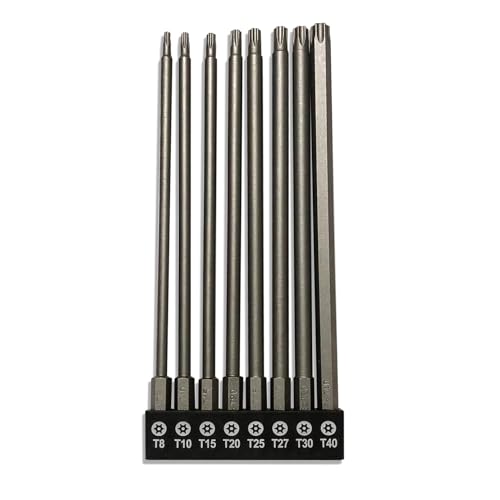 aiyun 8-Piece Security Bit Set Shark Vacuum Screwdriver Bits (150mm Length) - size: 150mm Length (T8-T40)
