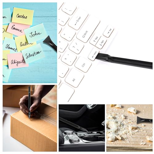 Crevice Cleaning Tool, 9 PCS Carbon Fiber Plastic Scraper Tool Car Detailing Brush Set Non-scratch Multi-purpose Scraper for Clean Small Narrow Spaces and Gaps, Remove Stickers Labels Oil Stains Dirt - color: Black