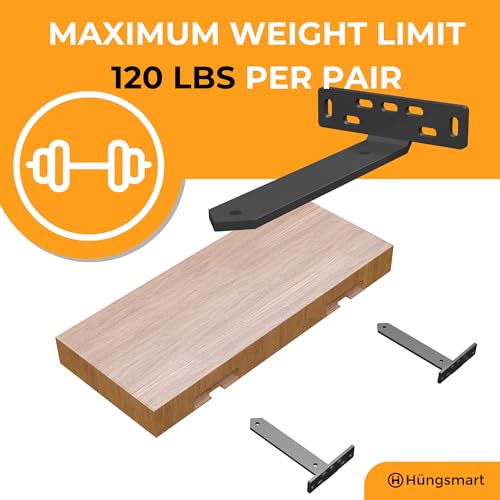 4 x Heavy Duty L Shelf Brackets with Triangle Gusset (8.5" D x 5" W x 1 1/4" H) Black, 6mm Thick Steel Wall Brackets for Floating Shelves, Mantel and Open Shelving, Hardware Included - color: Black, size: 8.5 inch - L Shape Triangle