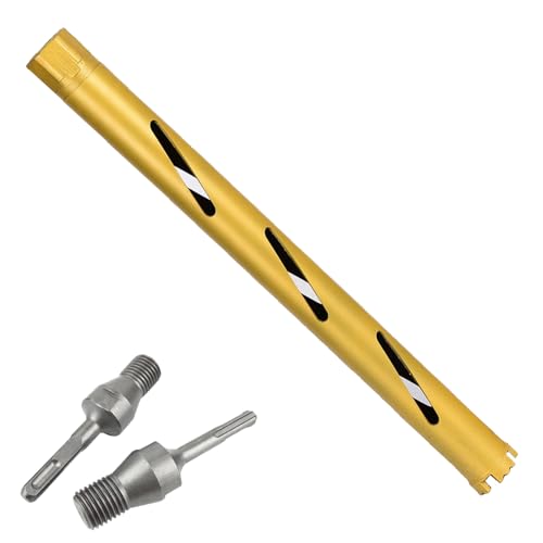 1.5" Dry Core Drill Bits for Cured Concrete with Rebar Brick Block Masonry etc 13in/330mm Drilling Depth，10mm Diamond Segment Height，2 Adapters - size: 1.5 inches