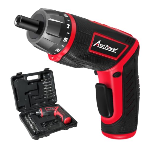 AVID POWER 4V Electric Cordless Screwdriver Set 5.65Nm 37 Bits with Case - color: 1-red