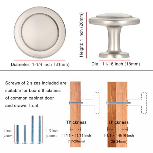 KOOFIZO 10 Pack Brushed Gold Cabinet Knobs Round Single Hole Pulls 1960 - color: Brushed Gold, size: Knob 1 - 10Pcs, style: Round