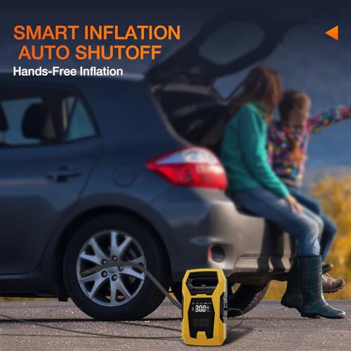 Nilight AC/DC Tire Inflator 110V/12V 150PSI Auto Shutoff Dual Power Supply - color: Ac/DC Tire Inflator