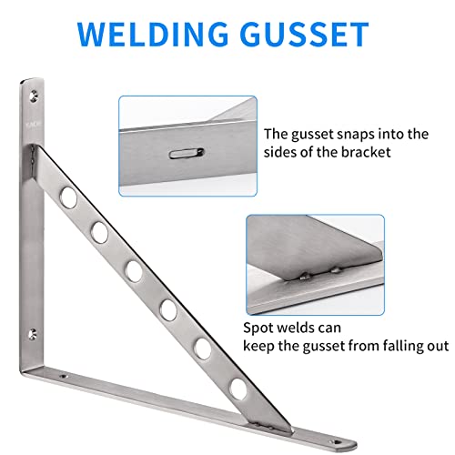 YUMORE 16 Inch Shelf Bracket, Heavy Duty L Bracket, 2 Pack - size: 16"(Soild)